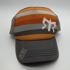 boco Ragnar Relay Striped Trucker Hat Mesh Back Adjustable Orange Gray One Size